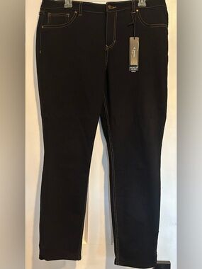 d. Jeans modern fit high waist, tulip hem ankle.